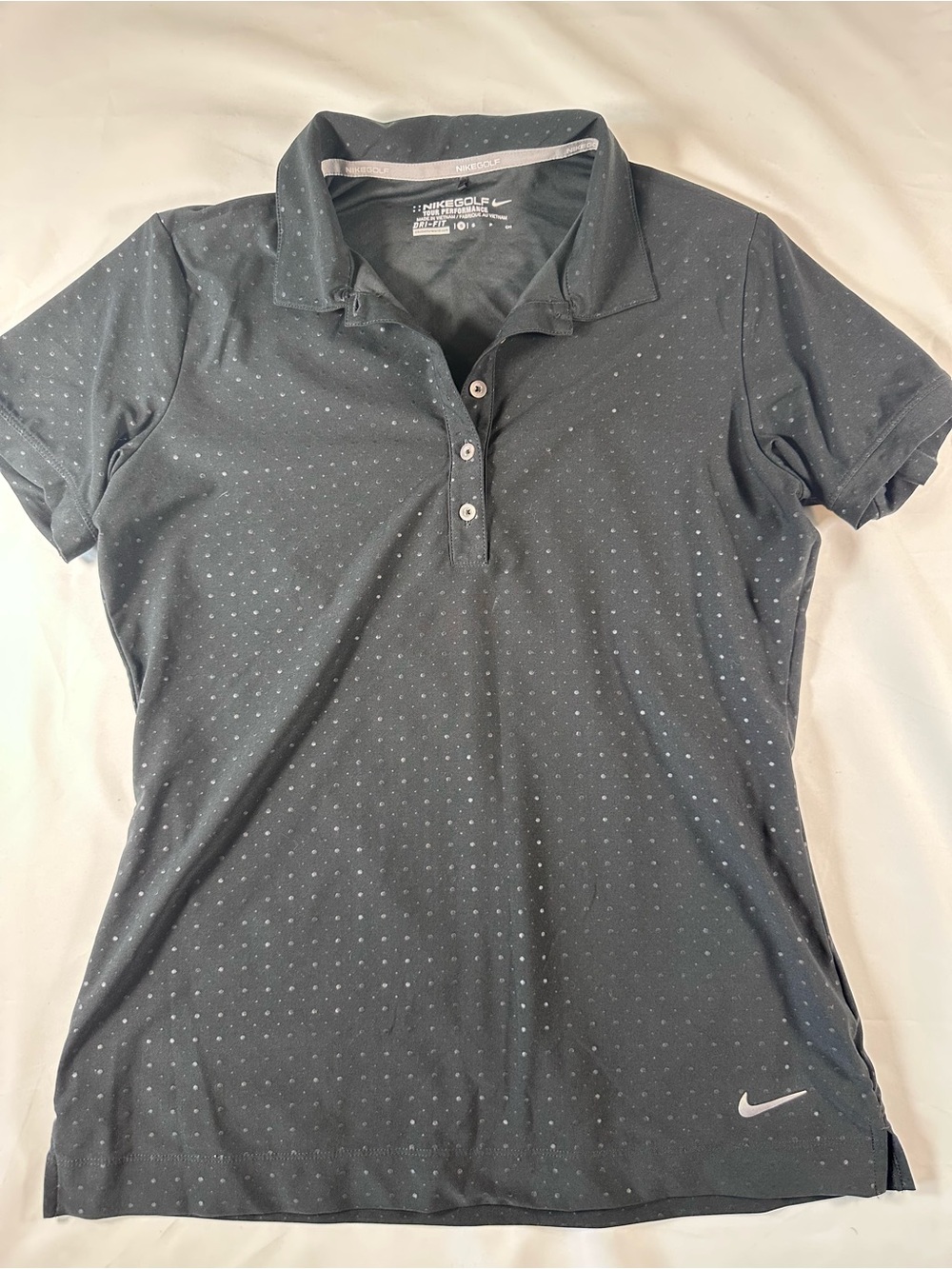 Nike Women's Dark Charcoal Polo with Subtle Dot Print